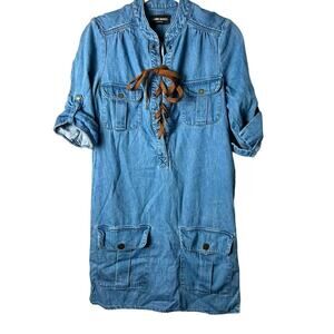 ETIENNE MARCEL Chambray Shift Lagenlook Dress EUC SZXS